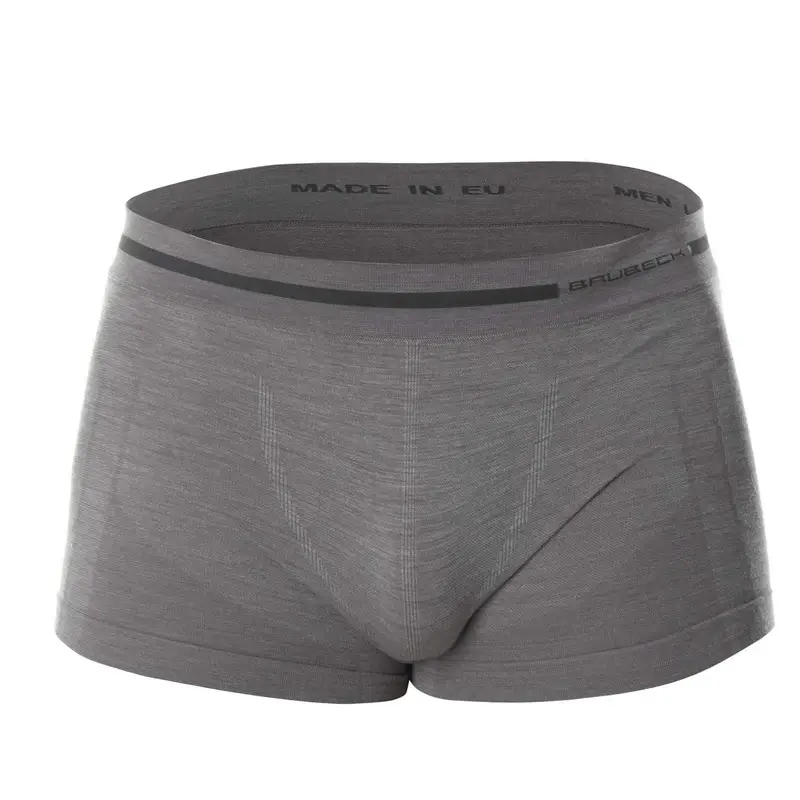 Wyjątkowa oferta Bokserki Sportowe Męskie Comfort Wool Merino Brubeck Ciemnoszare (BX10430)