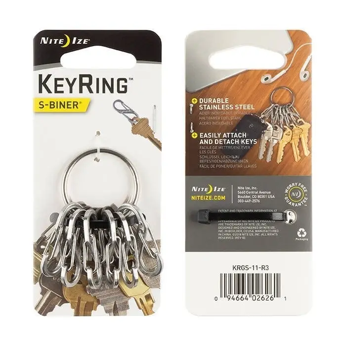 Nowość Karabinek O-Ring Na Klucze S-Biner KeyRing Stal Nierdzewna Nite Ize Srebrny (KRGS-11-R3)