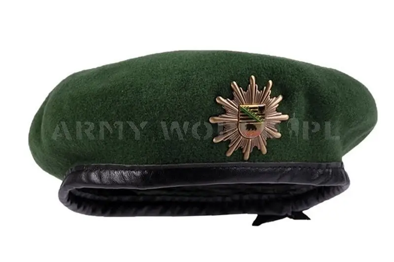 Beret Bundespolizei Z Herbem Saksonii Anhaltu Zielony Oryginał Nowy Wysoka jakość