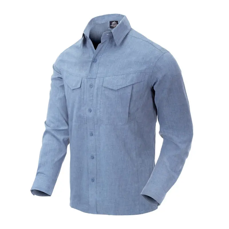 Koszula Taktyczna Defender Mk2 Gentleman Długi Rękaw Helikon-Tex Melange Light Blue (KO-DGM-PO-6520Z) Łatwy zwrot