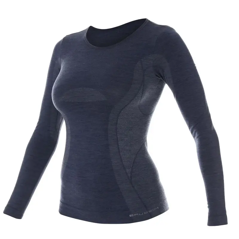 Koszulka Damska Z Długim Rękawem Comfort Wool Merino Brubeck Ciemny Jeans (LS11610) Zamów teraz