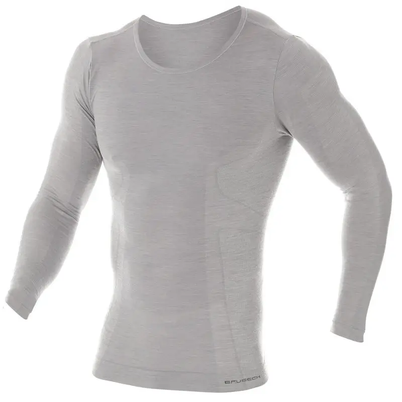 Kup online Koszulka Męska Z Długim Rękawem Comfort Wool Merino Brubeck Jasnoszara (LS11600)
