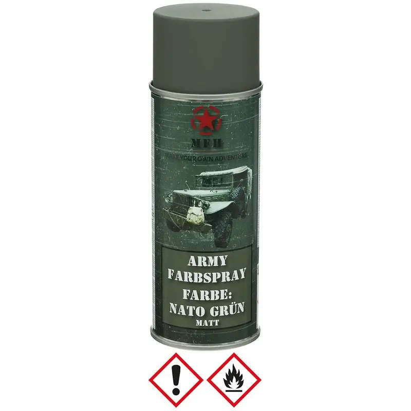 Farba Maskująca Wojskowa W Sprayu 400 ml MFH Matt Nato Green (27375B) Powystawowa Hit cenowy