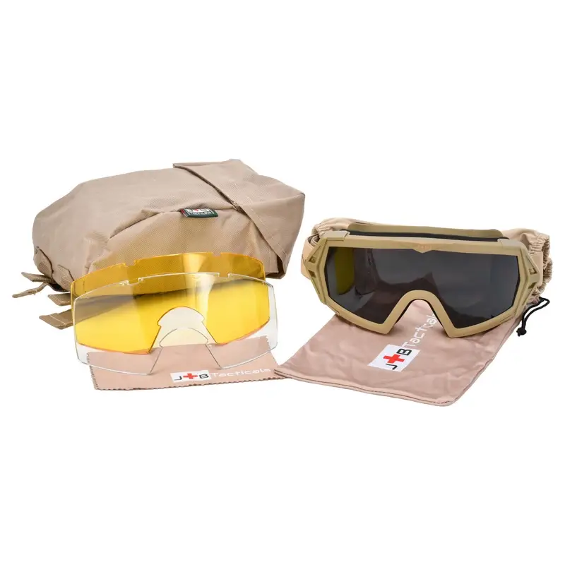 Gogle Taktyczne ANTIFOG UV + 3 Szybki JB Tacticals Brązowe (JB-GLS-0002) Bezpieczna płatność