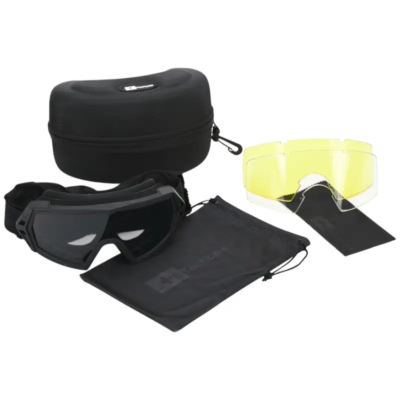 Zniżka Gogle Taktyczne ANTIFOG UV + 3 Szybki JB Tacticals Czarne (JB-GLS-0002)