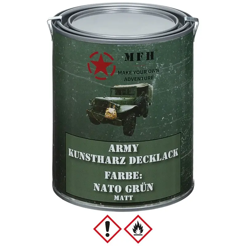 Dostępne od ręki Farba Maskująca Wojskowa w Puszce 1 L MFH Nato Green (27377B)