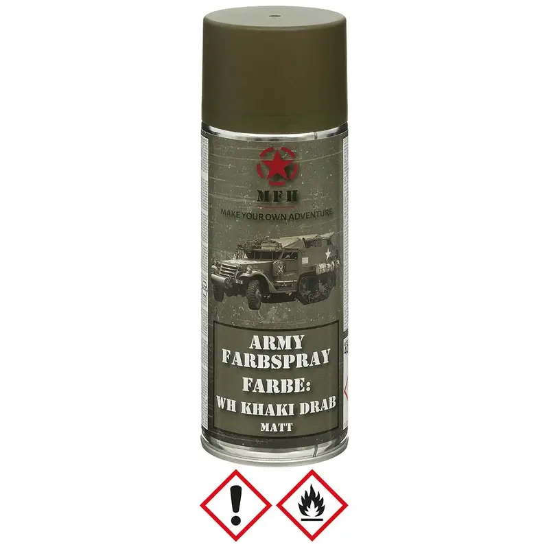 Łatwy zwrot Farba Maskująca Wojskowa W Sprayu 400 ml MFH Mat WH Khaki Drap (27375P)