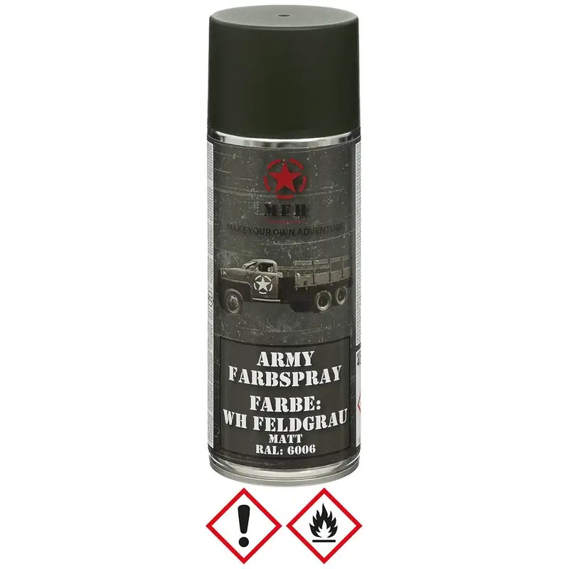 Zamów teraz Farba Maskująca Wojskowa W Sprayu 400 ml MFH Mat WH Field Grey (27375O)