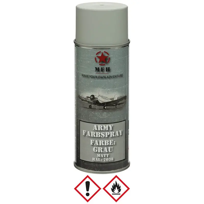 Szybka wysyłka Farba Maskująca Wojskowa W Sprayu 400 ml MFH Mat Grey (27375F)
