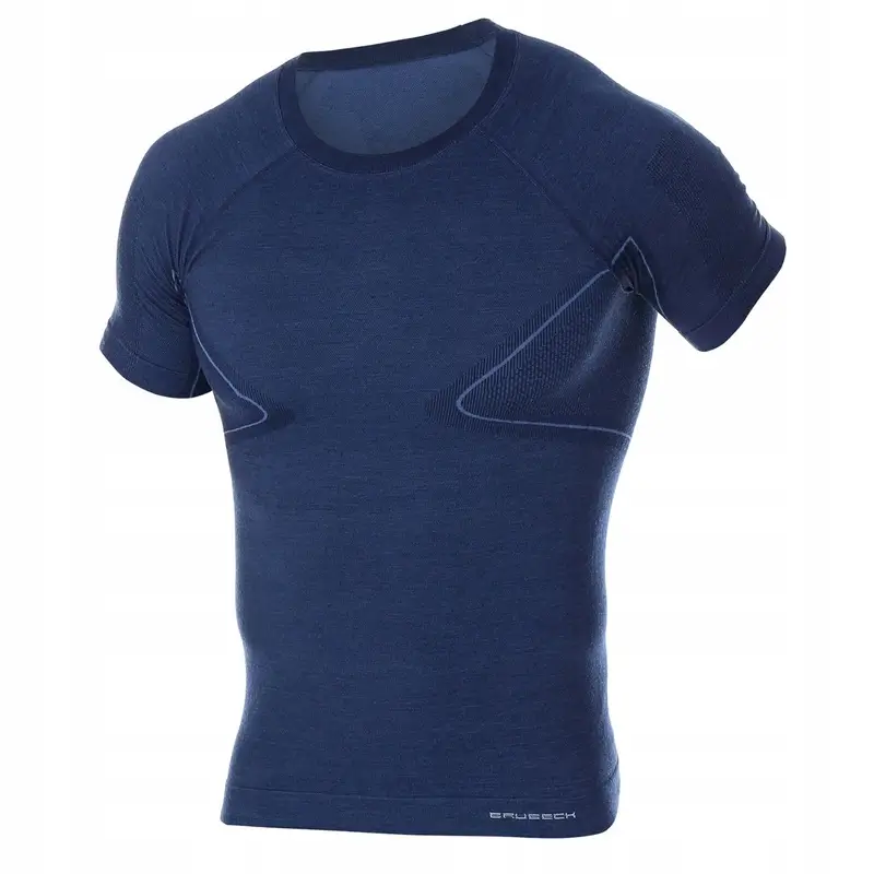 Oferta Koszulka Męska Z Krótkim Rękawem Termoaktywna ACTIVE WOOL Brubeck Granatowa (SS11710)