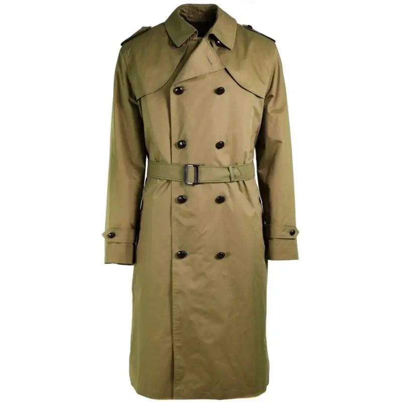 Wyjątkowa oferta Oryginalny holenderski płaszcz armii Khaki Long Officer Trench z nową podszewką