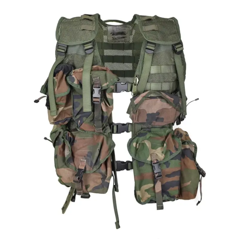 Oryginalna holenderska wojskowa kamizelka z oliwek ustawiona 7pcs modułowe laski Camo Molle Tani