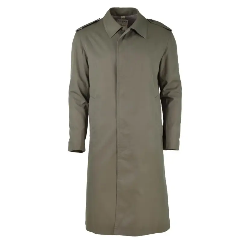 Oferta czasowa Oryginalny francuski wojskowy płaszcz przeciwdeszczowy Trench płaszcz oliwkowy Wodoodporna pełna długość