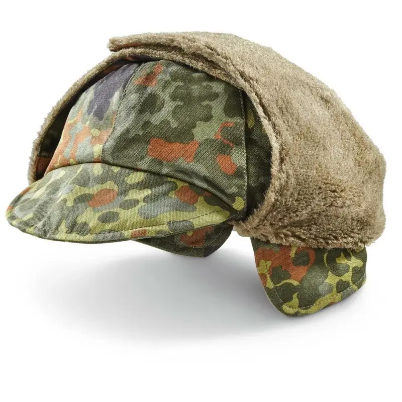 Oryginalna armia niemiecka wojskowa czapka zimowa flecklecktarn ciepła zimna pogoda Bezpieczna płatność