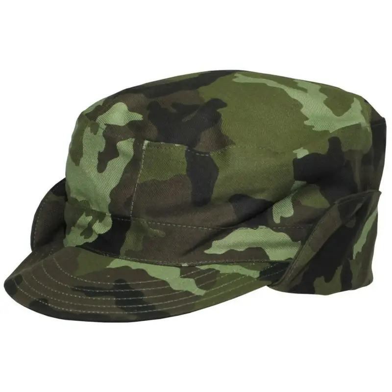 Oryginalny czeski wojskowy M95 Woodland Camouflage Field Field Cal Cap Necka Nowy