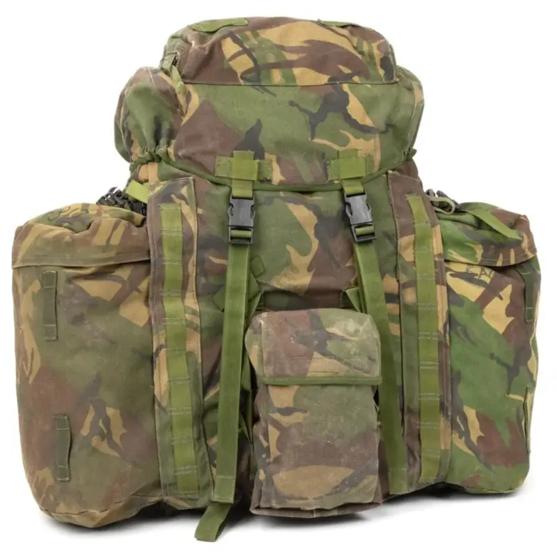 Zamów dziś Oryginalne brytyjskie taktyczne plecak Woodland Camo 90 litrów bocznych kieszeni