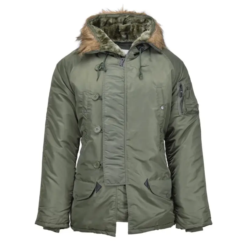 Mil-Tec marka amerykański styl wojskowy Aviator Parkana N3B Faux Fur z kapturem oliwka nowa Kup teraz