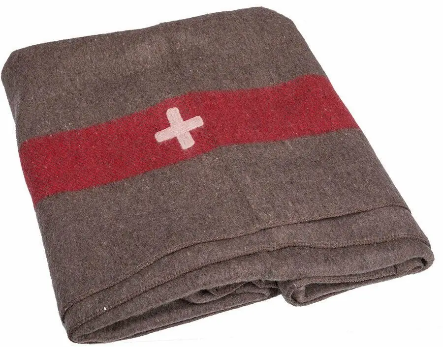 Vintage szwajcarska wełniana armia wełniana wełniana czerwona stripe Cross Repro Wysoka jakość
