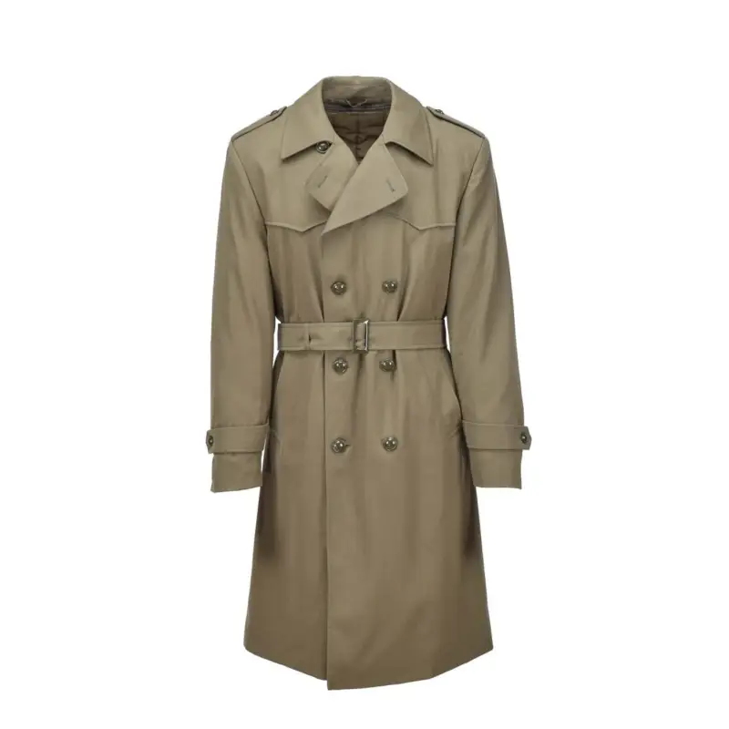 Bestseller Oryginalny włoski płaszcz wojskowy Khaki Formalny płaszcz wyłożony pasy w stylu vintage nowy