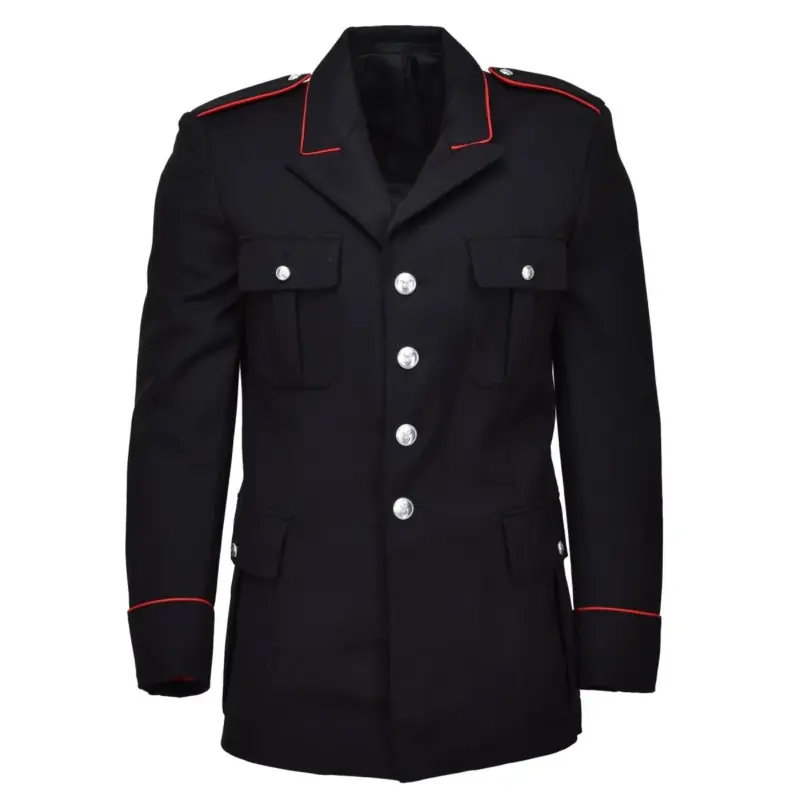 Oryginalna włoska wojskowa czarna wełna Carabinieri Formalna kurtka Czerwone paski nowe Szybka dostawa