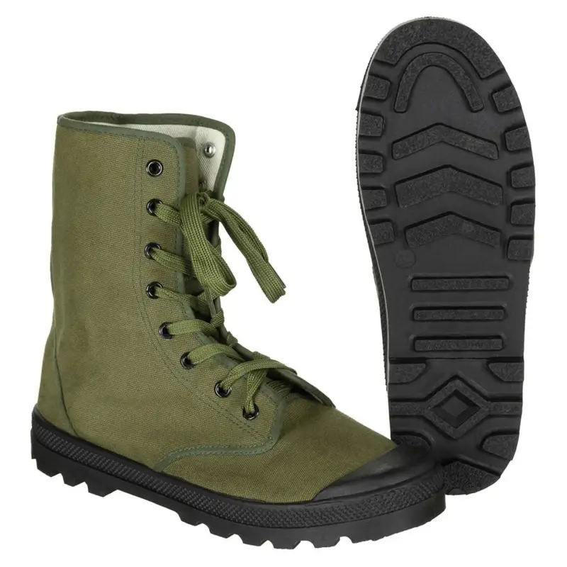 Zamów teraz Oryginalne francuskie buty komandosów wojskowych wzmacniają obcasy vintage oliwki
