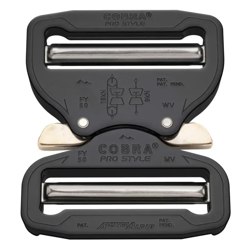 Ostatnia szansa Burza paska w stylu Cobra Pro 50 mm szybkie wydanie ciężkie aluminiowe czarne