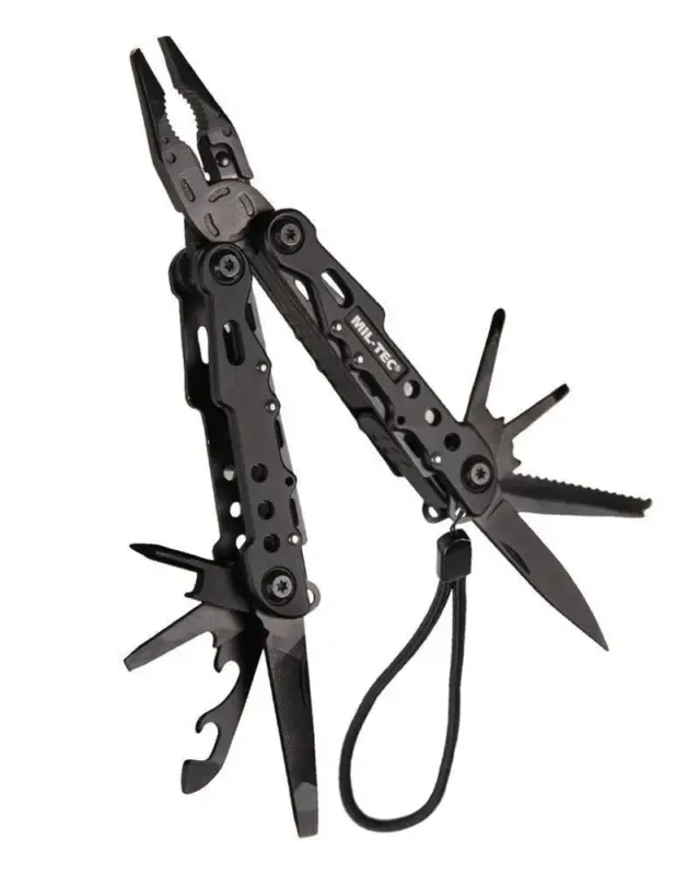MIL-TEC COBRA Multi Tool Pocket Knife 9 Narzędzia Dostępne aluminiowe obudowa czarna Ostatnie sztuki