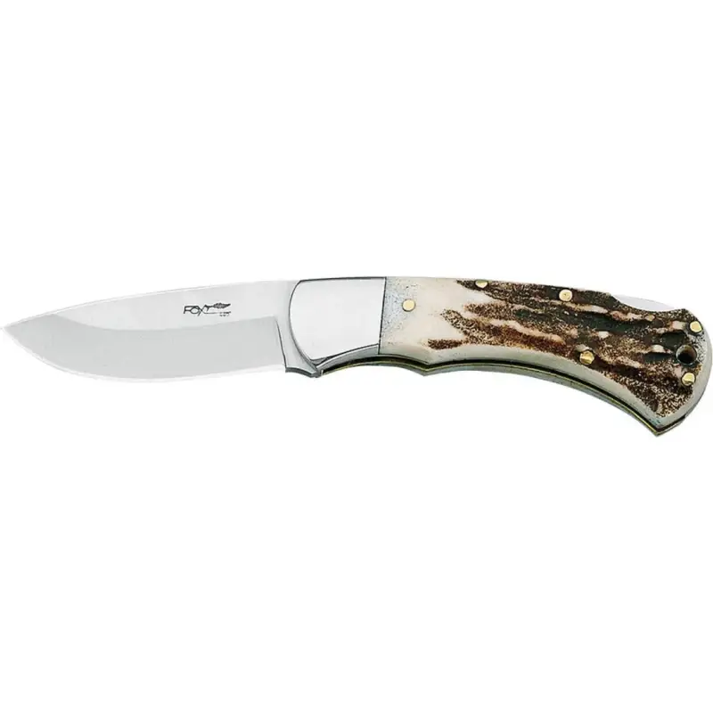 Nie przegap Nóż Fox Knives marki Włochy Silver Line z rękojeścią ze stali nierdzewnej z rogu jelenia
