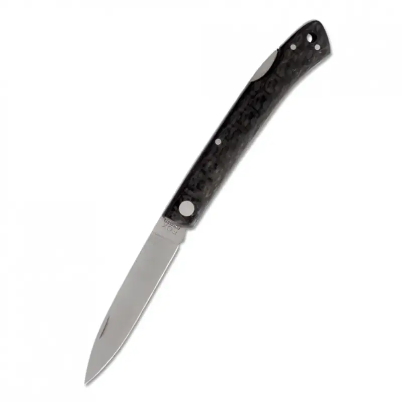 Ekspresowa dostawa Nóż składany Fox Knives włoskiej marki, rękojeść ze stali nierdzewnej 440C z włókna węglowego