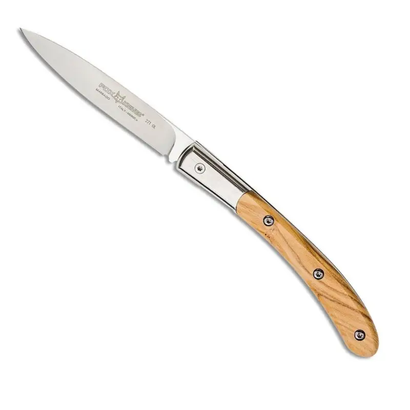 Nóż składany Fox Knives włoskiej marki Elite ze stali nierdzewnej N690CO z drewna oliwnego Wyjątkowa oferta