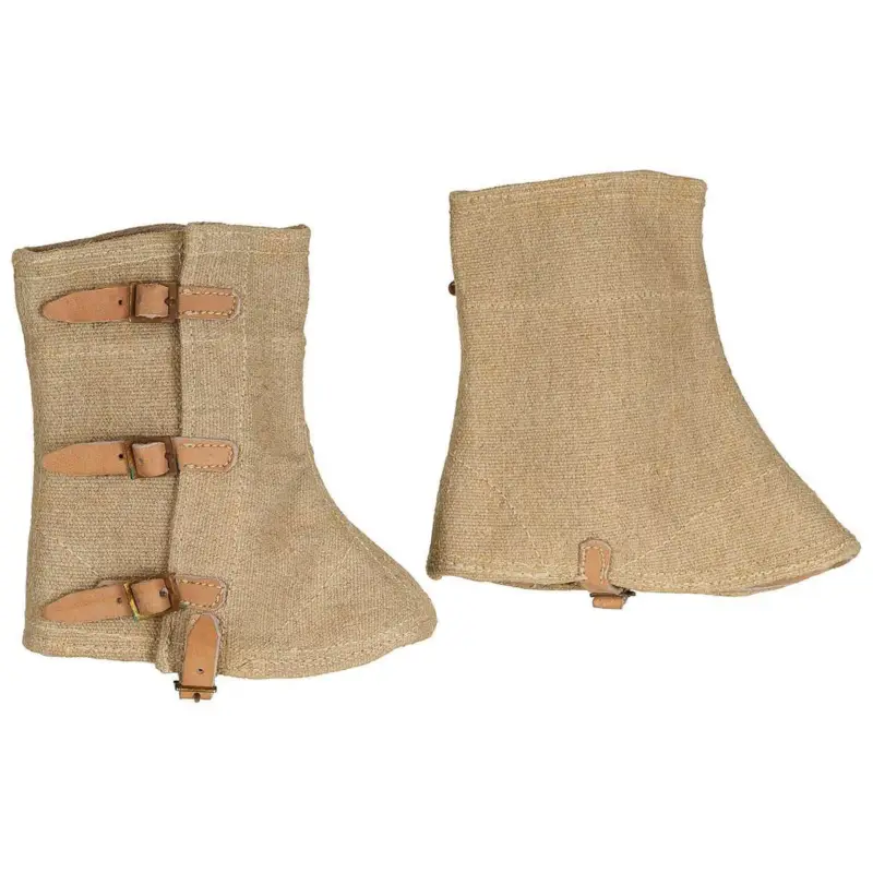Hit cenowy Oryginalne włoskie getry wojskowe, płócienne, skórzane, z wstawkami z nadwyżki wojskowej w kolorze khaki