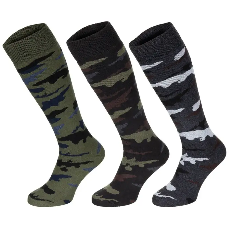 Premium Oryginalne włoskie wojskowe skarpety zimowe Esercito, długie, wysokie, 3 sztuki w kamuflażu