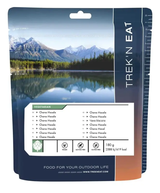 Trek'N'Eat Wegański posiłek Chana Masala Liofilizowana żywność na świeżym powietrzu Piesze wycieczki 180g Okazja