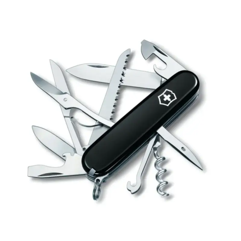 Szwajcarski scyzoryk Victorinox Huntsman 91 mm Narzędzie wielofunkcyjne 15 funkcji, czarny Bezpieczne zakupy