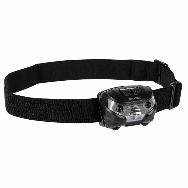 Latarka czołowa LED MIL-TEC CREE XPE 200 lumenów, regulowana latarka czołowa, czerwona, czarna Szybka wysyłka