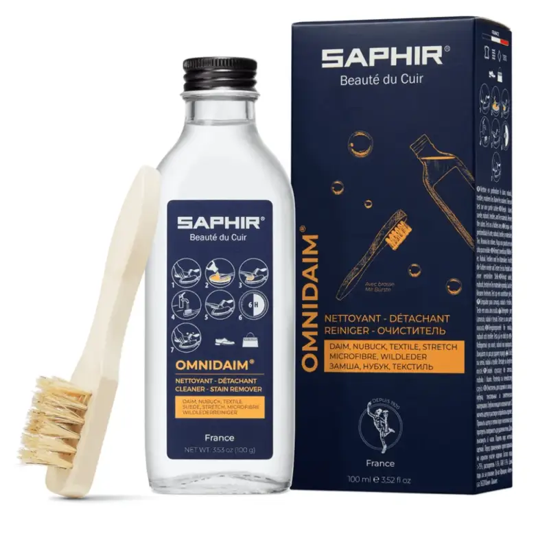 Ostatnia szansa Saphir Omnidaim Suede Nubuk Środek do czyszczenia obuwia 100 ml Neutralna szczotka w zestawie