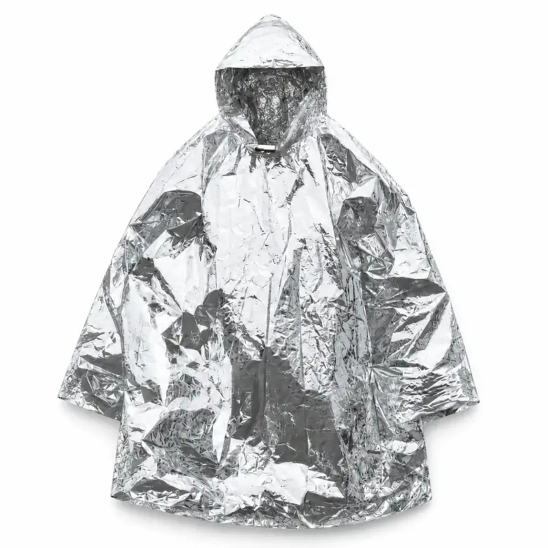 Ostatnia szansa Lekka, termiczna osłona przeciwdeszczowa z kapturem Mil-Tec Emergency Survival Poncho