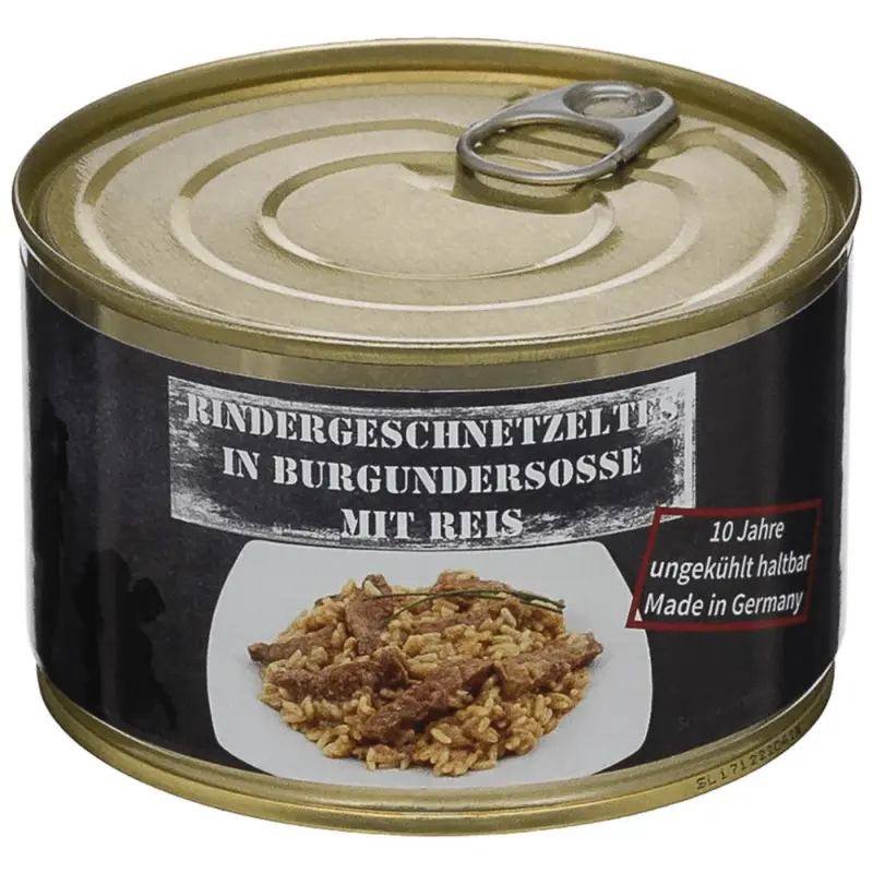 Nie przegap MFH Gotowy posiłek w puszkach Siekana wołowina z ryżem 400 g Camping Outdoor Food