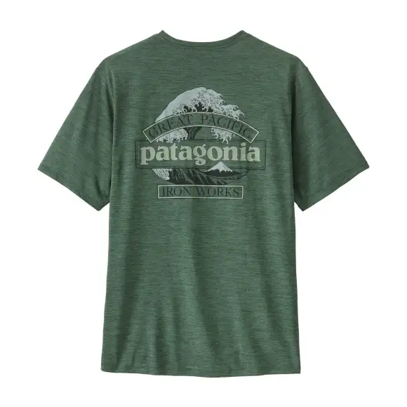 Dostępne od ręki Koszulka szybkoschnąca Patagonia Capilene Cool Daily Shirt Great Waves Canopy Green - Light Canopy Green X-Dye