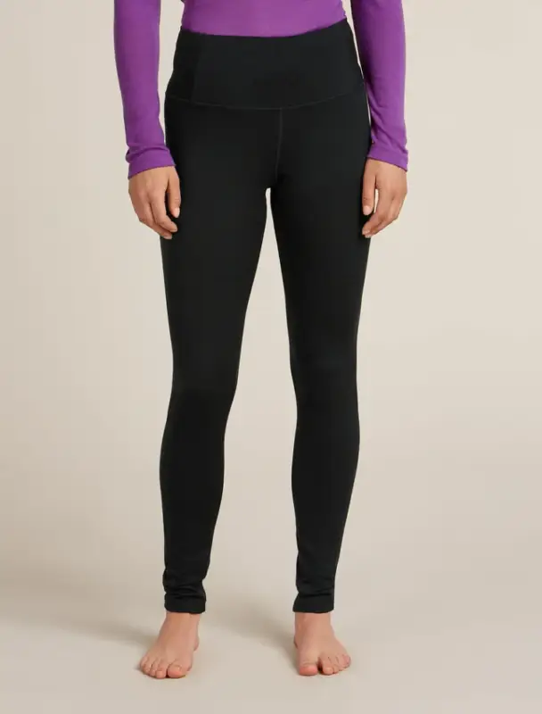 Legginsy termiczne damskie Icebreaker Merino 200 Oasis High Rise - Black Wysoka jakość