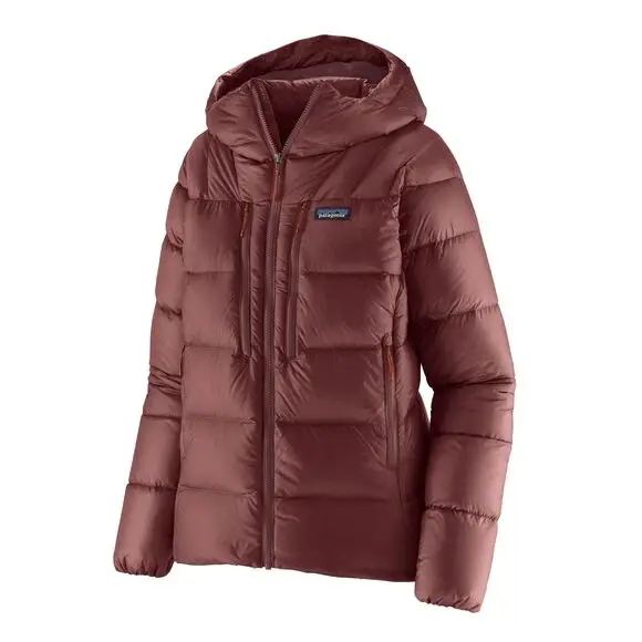 Kurtka puchowa damska Patagonia Fitz Roy Down Hoody - Dark Ruby w/Sizzle Red Rabat