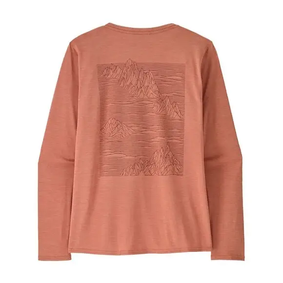 Koszulka damska Patagonia Long-Sleeved Cap Cool Daily Graphic Shirt Strataspire Moment Pink X-Dye Bezpieczne zakupy