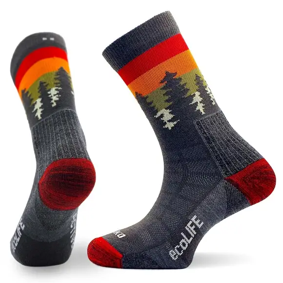 Ostatnia szansa Skarpety TEKO ecoLife Wild Forest Sunrise 2.0 Merino Light Half Cushion Charcoal