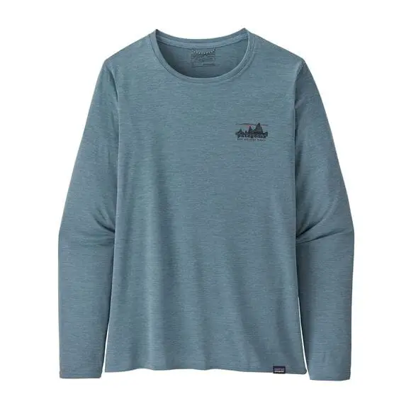 Koszulka damska Patagonia Long-Sleeved Cap Cool Daily Graphic Shirt'73 Skyline Light Plume Grey X-Dye Hit sprzedaży