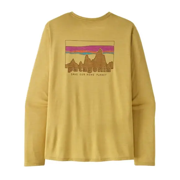 Popularny Koszulka męska Patagonia Long-Sleeved Capilene Cool Daily Shirt - '73 Skyline Light Limestone Yellow X-Dye