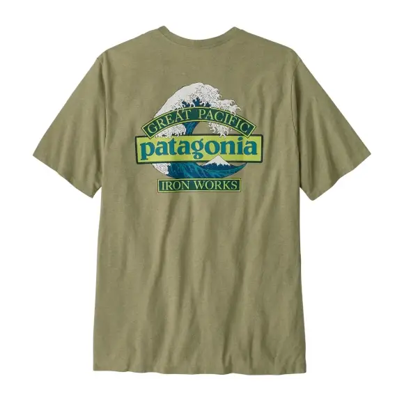 Popularny Koszulka męska Patagonia Great Waves Responsibili-Tee Gumtree Green