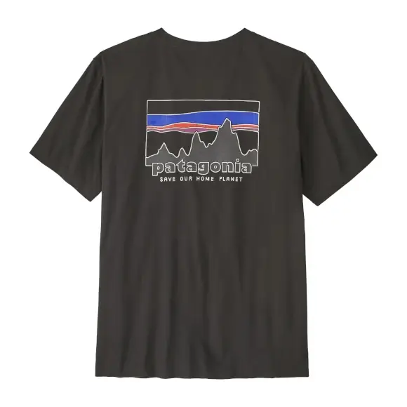 Szybka dostawa Koszulka z nadrukiem Patagonia 73 Skyline T-Shirt Ink Black