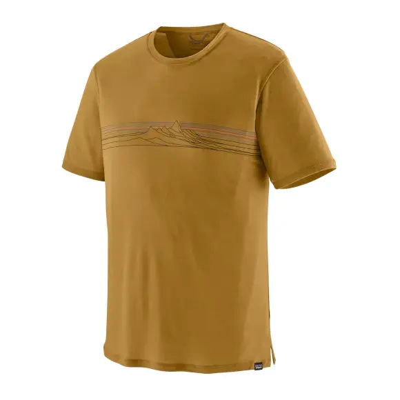 Darmowy zwrot Koszulka merino Patagonia Capilene Cool Merino Graphic Shirt Strata Stripe: Bobcat Brown