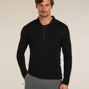Szybka wysyłka Koszulka merino męska Icebreaker 175 Everyday LS Half Zip Black