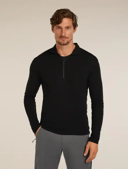 Szybka wysyłka Koszulka merino męska Icebreaker 175 Everyday LS Half Zip Black